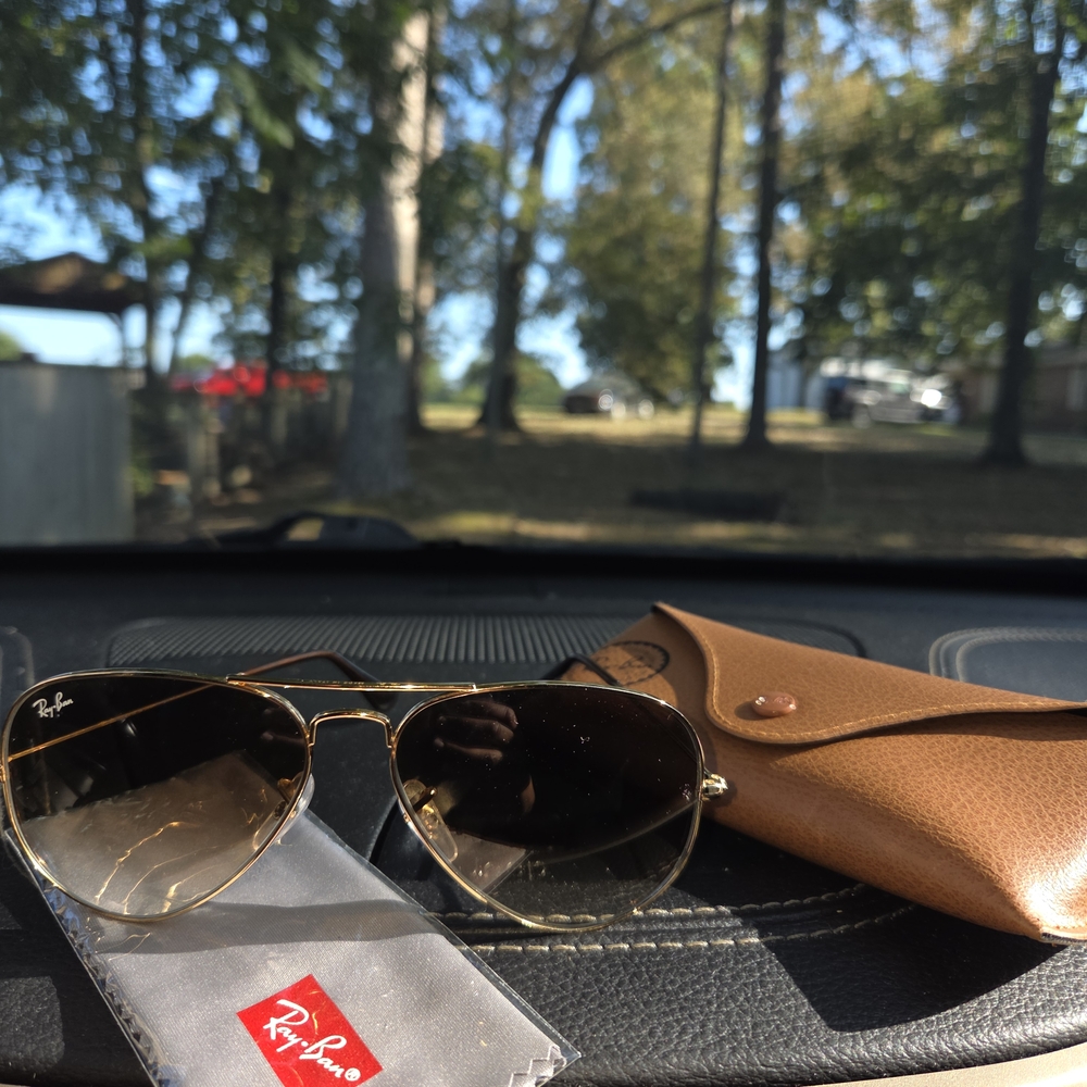 New Ray-Ban Gold Frame Sunglasses with Brown Lenses